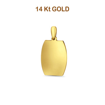 14K Yellow Gold Engravable Oval-Square Pendant 26mmX14mm 2.0 grams